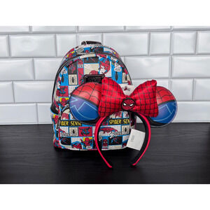 Marvel x Loungefly Spider-Man Comic Backpack and Minnie Ears NWT